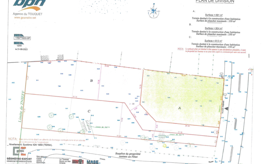 TERRAIN CONSTRUCTIBLE A VENDRE A MERLIMONT